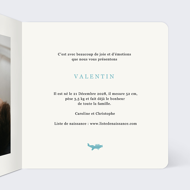 Faire-part Naissance Petits Avions Intérieur Droit