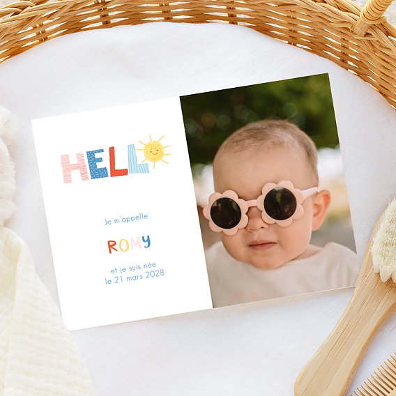 Faire part naissance Texte Coloré