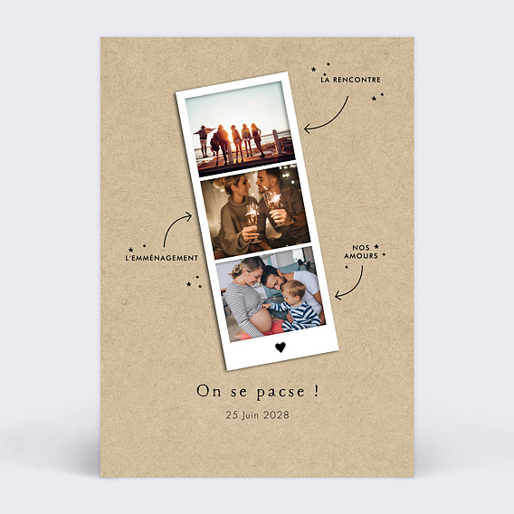 Faire part Pacs Photomaton Famille