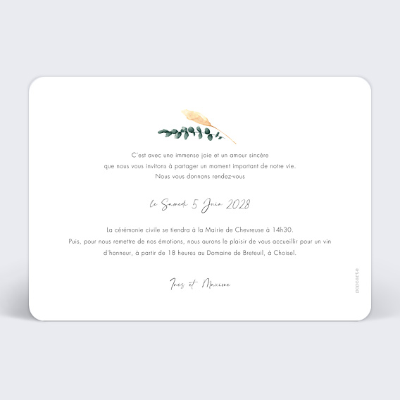 Faire part pacs Future Married Floral Verso