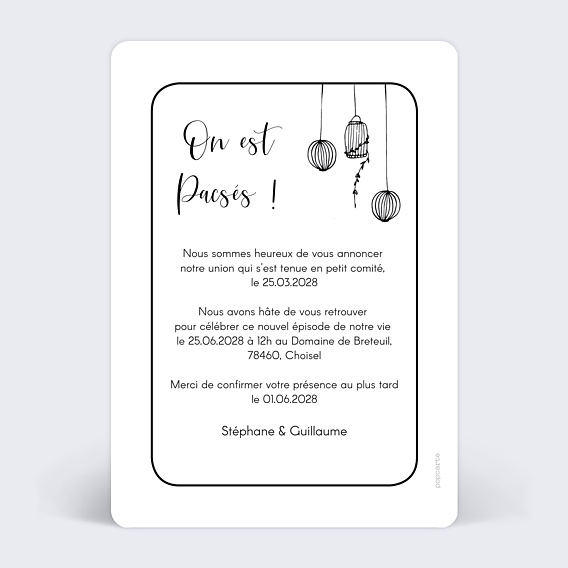 Faire part pacs Liberté Verso