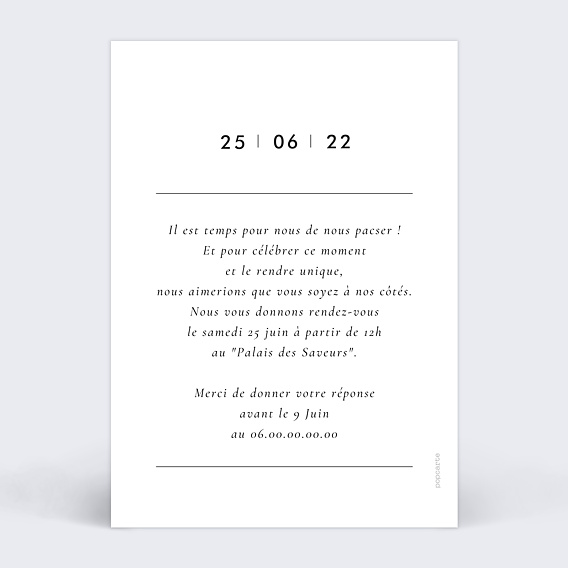 Faire part pacs Solstice Verso