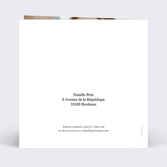 Faire part pacs Couronne Ocre Eucalyptus Verso