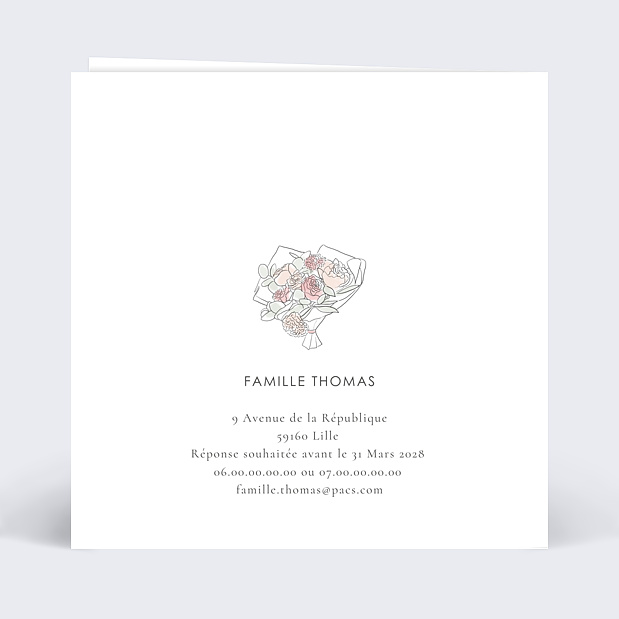 Faire-part Pacs Ensemble Verso
