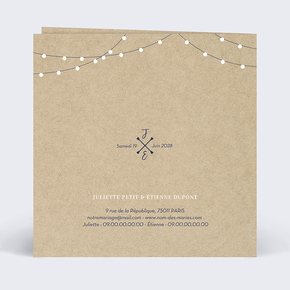 Faire part pacs Notre Histoire Verso