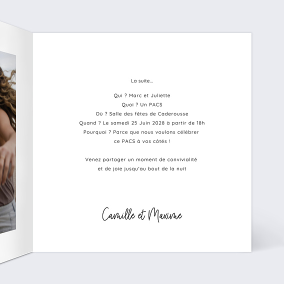Faire part pacs Arbre Intérieur Droit