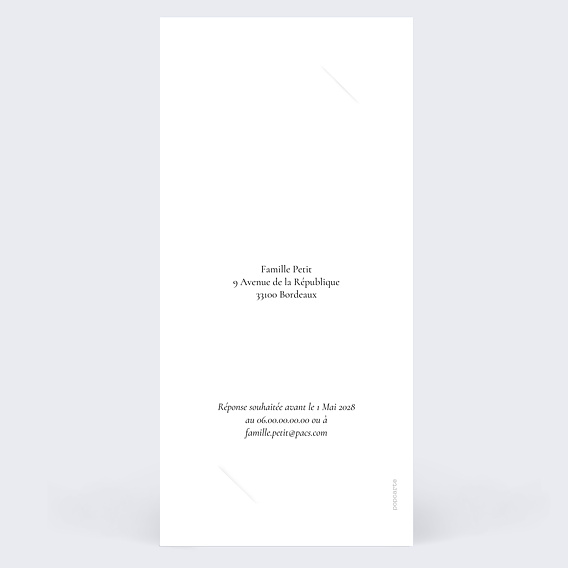 Faire part pacs Cadre ocre eucalyptus Verso