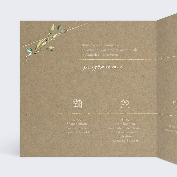 Faire part pacs Modern Love Intérieur Gauche