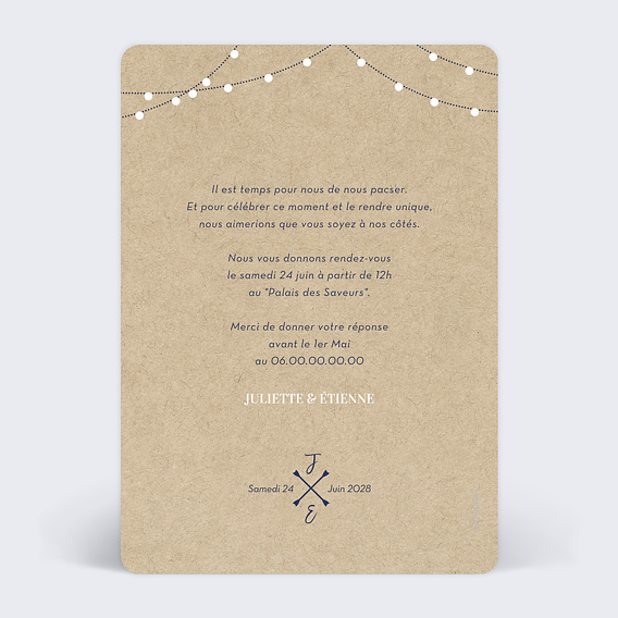 Faire part pacs Guirlandes Verso