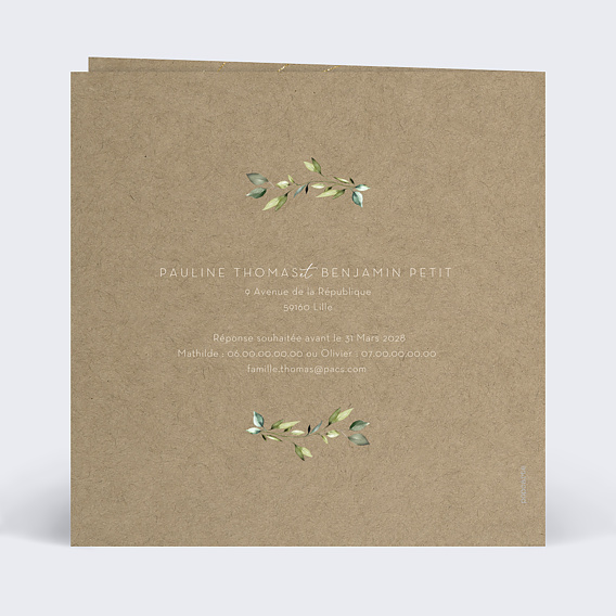 Faire part pacs Modern Love Verso