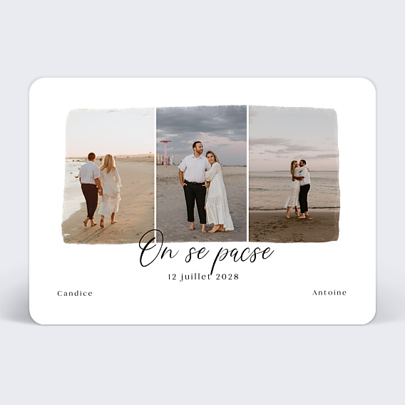 Faire-part Pacs Triptyque Romantique
