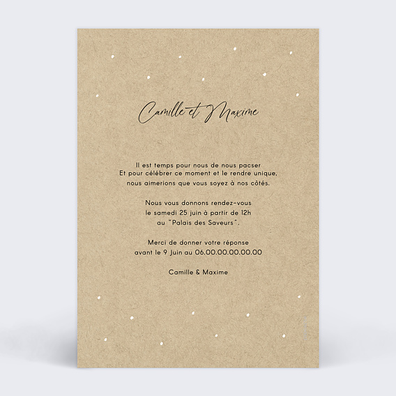 Faire part pacs Arbre Simple Verso