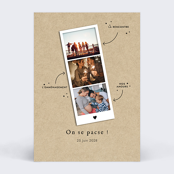 Faire-part Pacs Photomaton Famille