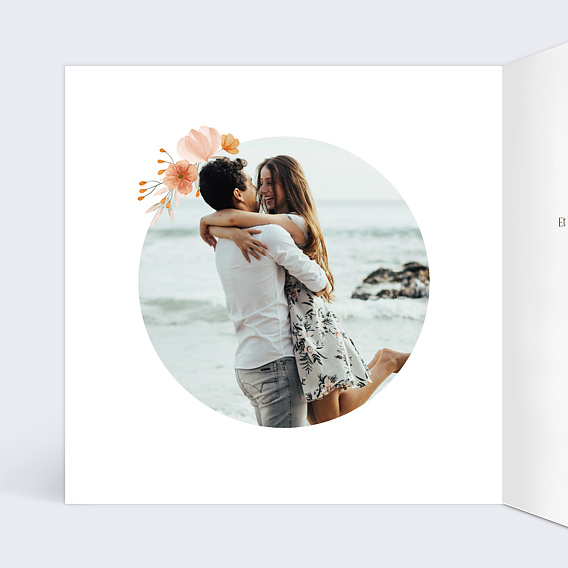 Faire part pacs Couronne Printanière Intérieur Gauche