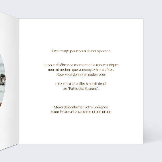 Faire part pacs Couronne Printanière Intérieur Droit