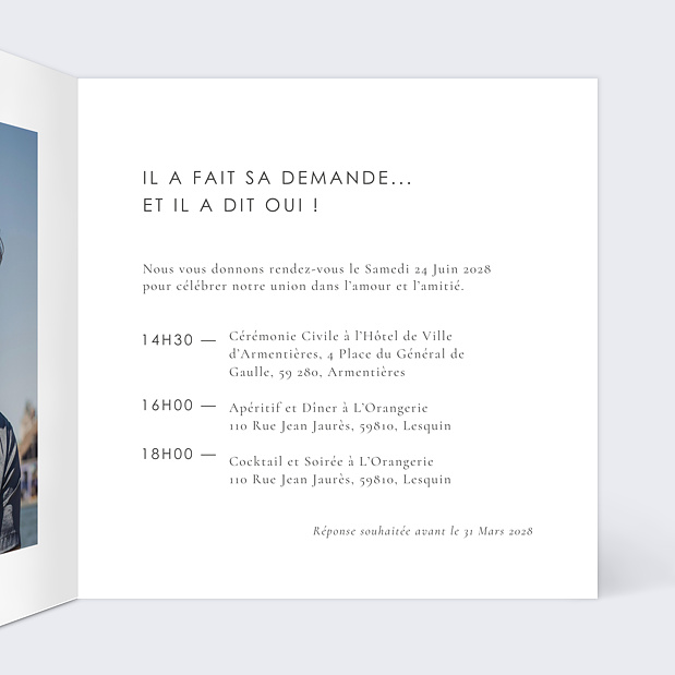 Faire-part Pacs Harmonie Intérieur Droit