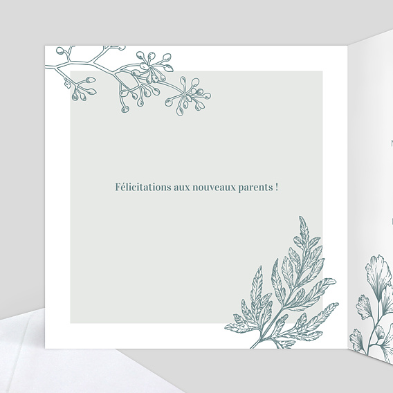 Carte félicitation naissance Botanique Intérieur Gauche