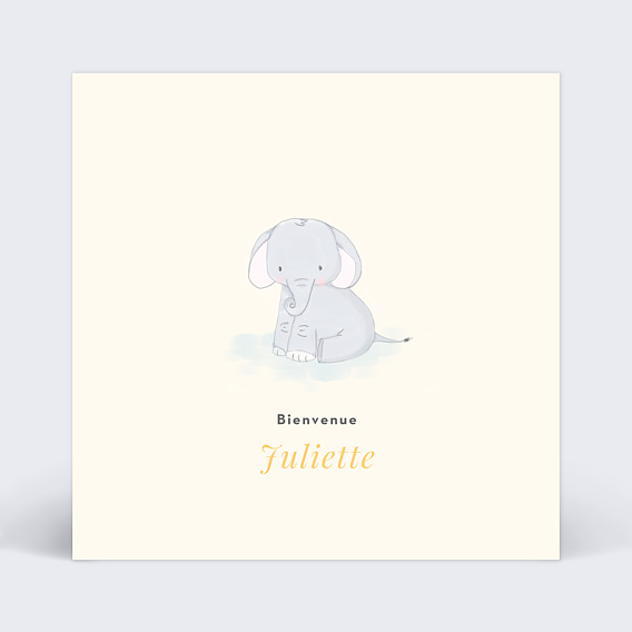 Carte félicitations naissance Baby Éléphant