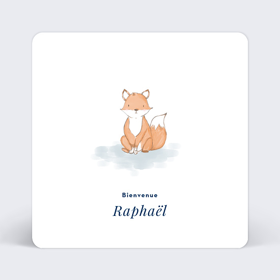 Carte félicitations naissance Baby Fox