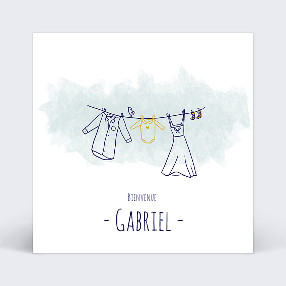Carte félicitations naissance Linge de Famille