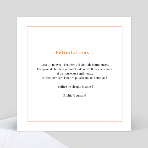Carte de félicitation naissance Joli filet Verso