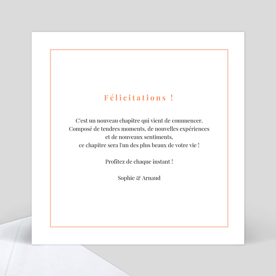 Carte félicitation naissance Joli Filet Verso