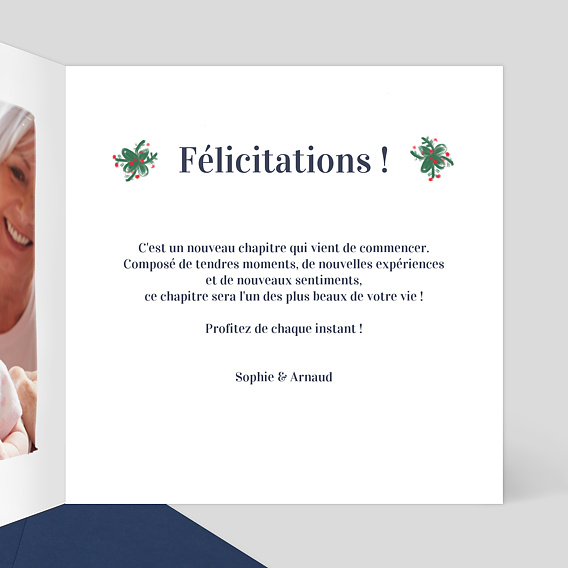 Carte félicitation naissance Poupées Russes Intérieur Droit