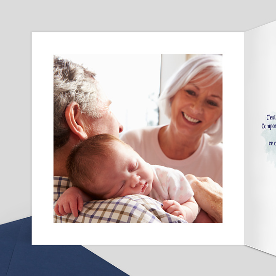 Carte félicitation naissance Linge de Famille Intérieur Gauche