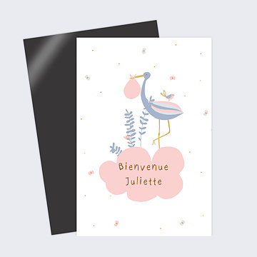 Carte félicitations naissance Jolie Cigogne