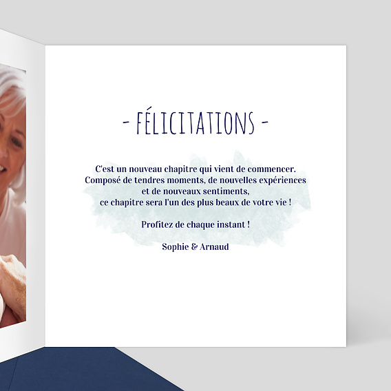 Carte félicitation naissance Linge de Famille Intérieur Droit