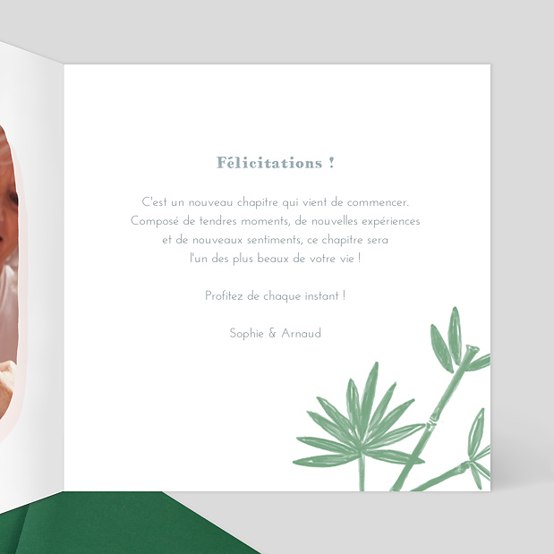 Carte de félicitation naissance Koala original Intérieur Droit