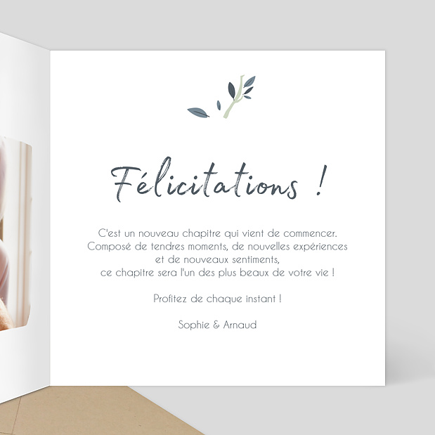 Carte de félicitation naissance Wild animals Intérieur Droit