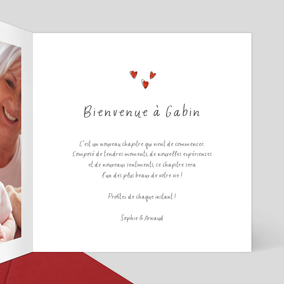 Carte félicitation naissance Bottes de Pluie Intérieur Droit