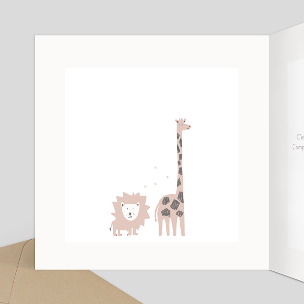 Carte de félicitation naissance Savane Intérieur Gauche