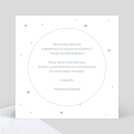 Carte félicitation naissance Jolie cigogne Verso