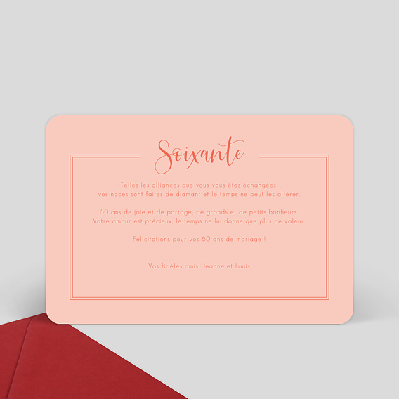 Carte félicitations mariage Milestone Soixante Verso