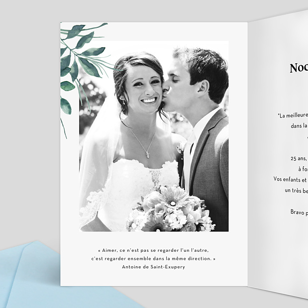 Félicitations Anniversaire de Mariage Luxe Intérieur Gauche