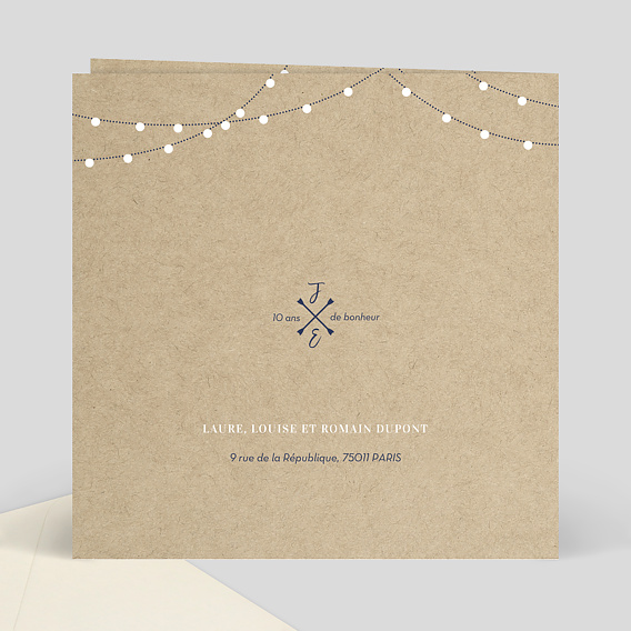 Carte félicitations mariage Notre Histoire Verso