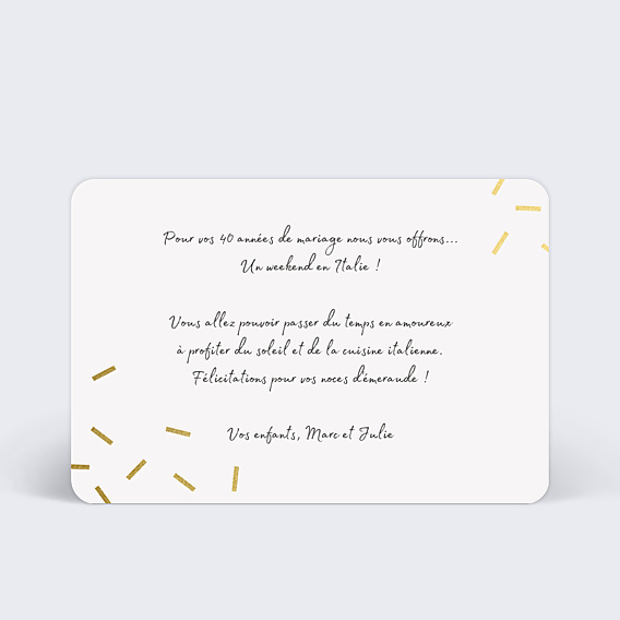 Félicitations Mariage Cadeau Chic - Bon pour