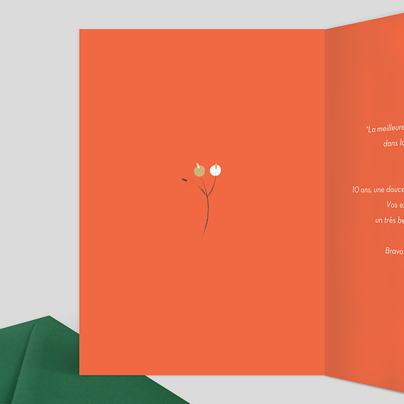 Carte félicitations mariage Fleurs et Feuilles Intérieur Gauche