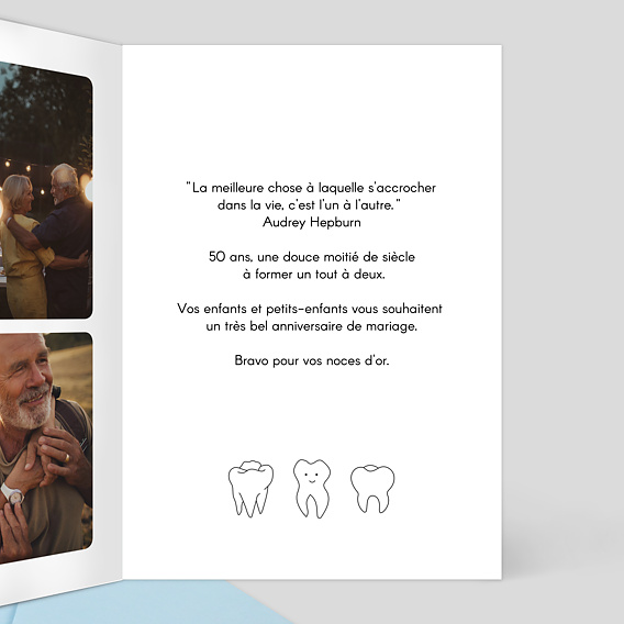 Carte félicitations mariage Toutes ses dents Intérieur Droit