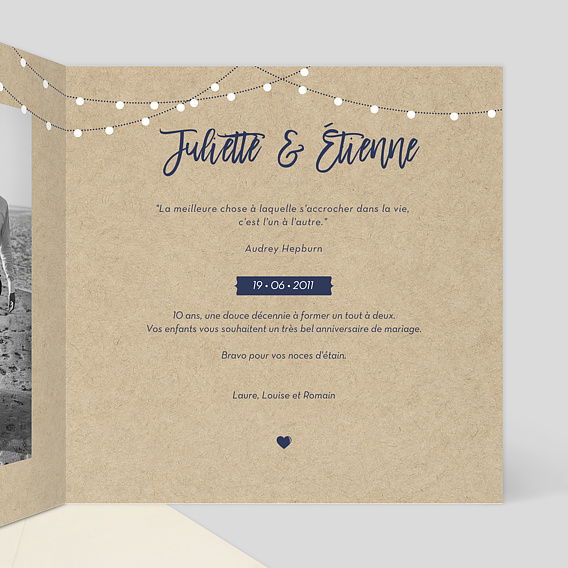 Carte félicitations mariage Notre Histoire Intérieur Droit