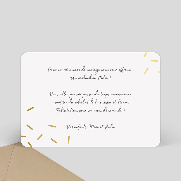 Félicitations Anniversaire de Mariage Cadeau Chic - Bon pour Verso