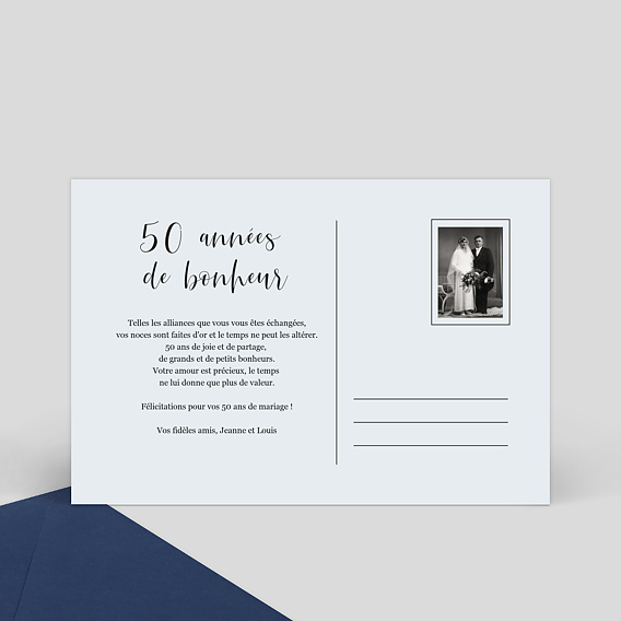 Carte félicitations mariage Carte Postale Chic Verso