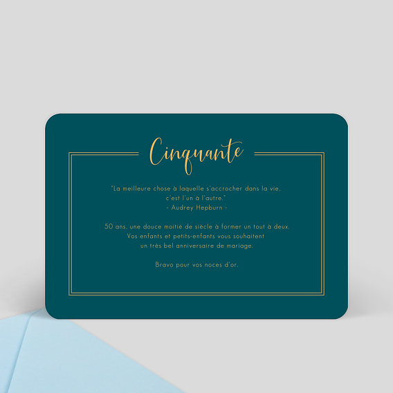 Carte félicitations mariage Milestone Cinquante Verso
