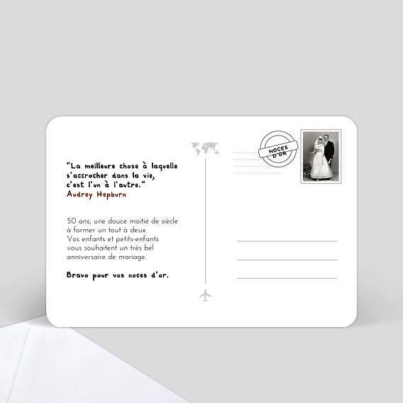 Carte félicitations mariage Roadtrip Avion Verso