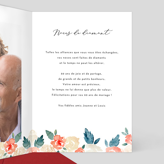 Carte félicitations mariage Envolée Florale Intérieur Droit