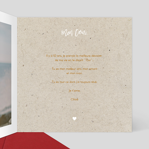 Carte félicitations mariage Amour Chiné Intérieur Droit