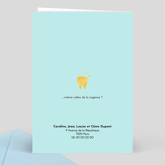 Carte félicitations mariage Toutes ses dents Verso