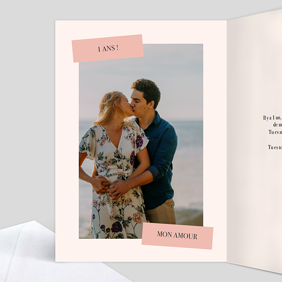 Carte félicitations mariage Passionnément Intérieur Gauche